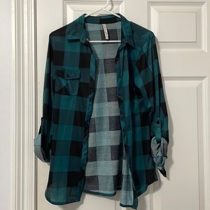 Dark green and black flannel